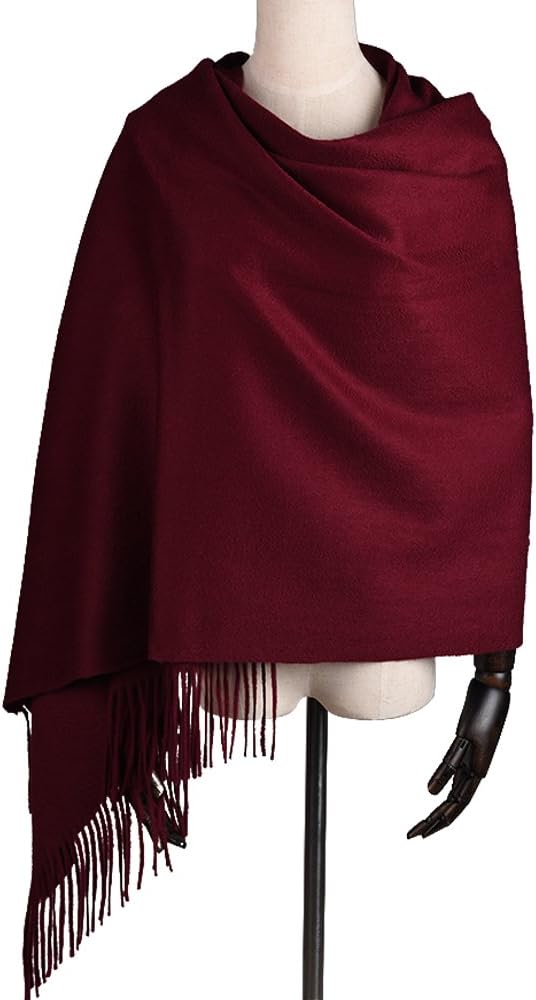 DIA ORHA Cashmere Shawl Wraps for Women, Super Soft LambsWool Pashmina Shawl for Cold Weather, 78"x27" Extra Large Cashmere Wrap Scarf for Winter, Dark Red