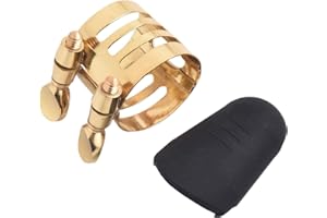 for Saxophone Ligature with Rubber Cover for Alto Tenor Soprano Sax Clarinet Mouthpiece Adjustable Metal Clip