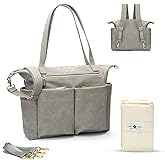 miss fong Diaper Bag Tote Baby Bag Leather Diaper Backpack Large Diaper Tote Bag for girls & boys Diaper Bag Purse with 11 Pockets,Changing Pad, Stroller Straps,4 Insulated Pockets