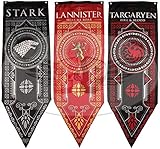 Game Of Thrones Banners 3 Pack - House Stark, Targaryen, Lannister - Tournament Banners (Flags) by Fast and Produce
