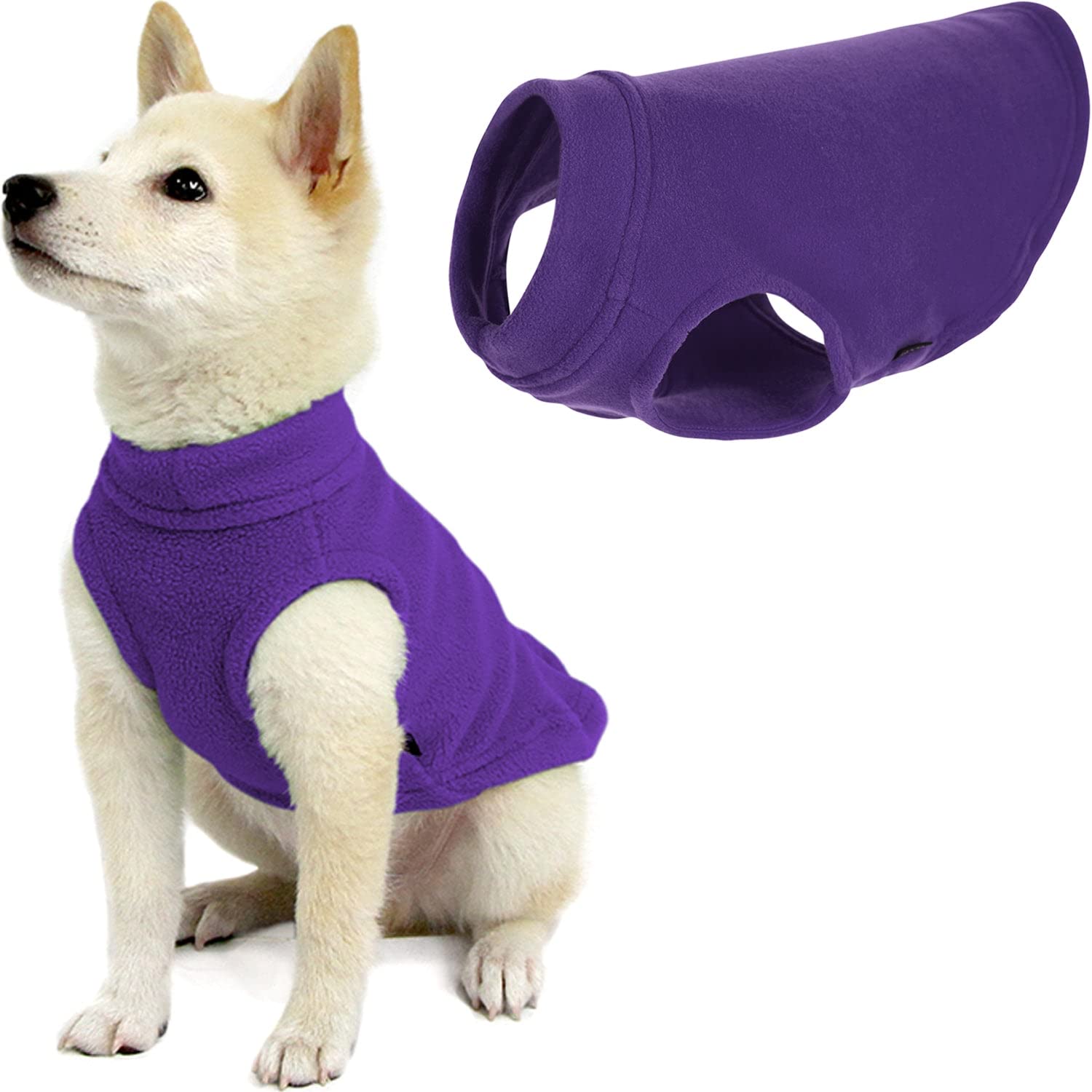 Gooby - Stretch Fleece Vest Sweater Fleece Vest Jacket Sweater for Dogs Purple Small Length (8.5 Inch)