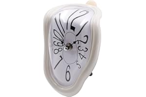 OHmaker Melting Clock Dali Melted Clock Gift Decor Art Inspired Wall Clock Twisted Shelf Hanging Surrealist for Decorative Shop Office Home Desk Arbic White