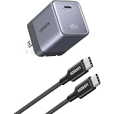 UGREEN Nexode Air 65W USB C GaN Charger Block with 3.3ft Cable, Gray | AVS Fast Charging for iPhone 18 Pro Max, Mini Size (1.22 &times; 1.30 &times; 1.59 in), for MacBook, iPhone 18/17, Galaxy S26/S25, Pixel
