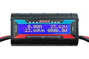 LoveDeal 200A High Precision RC Watt Meter Power Analyzer Voltage Amp Meter, Wattmeter Tester Amp Meter Monitor with Real-time Reading Backlight Digital LCD Screen for Battery, Solar, Wind Power