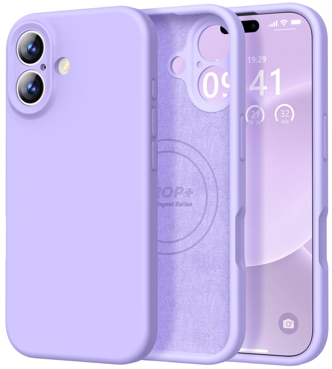 Photo 1 of Vooii Magnetic for iPhone 17 Case, Compatible with Magsafe (Premium Liquid Silicone) (Integrated Camera Control Button) Full Body Protective Anti-Scratch Microfiber Lining 6.3", Light Purple