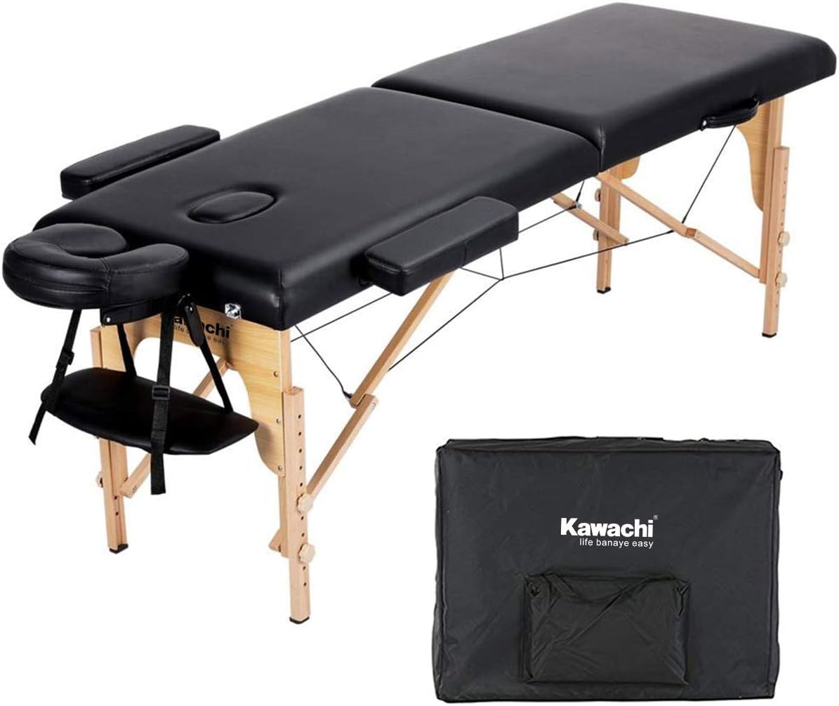 Kawachi Height Adjustable Folding Aluminium Spa Massage Bed L 186*W70*H62 to 84cm KW08