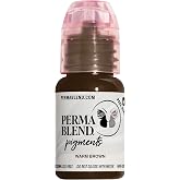 Perma Blend Warm Brown Eyebrow Tattoo Ink Pigment, Professional Brow Microblading Supplies, 1/2 oz Bottle