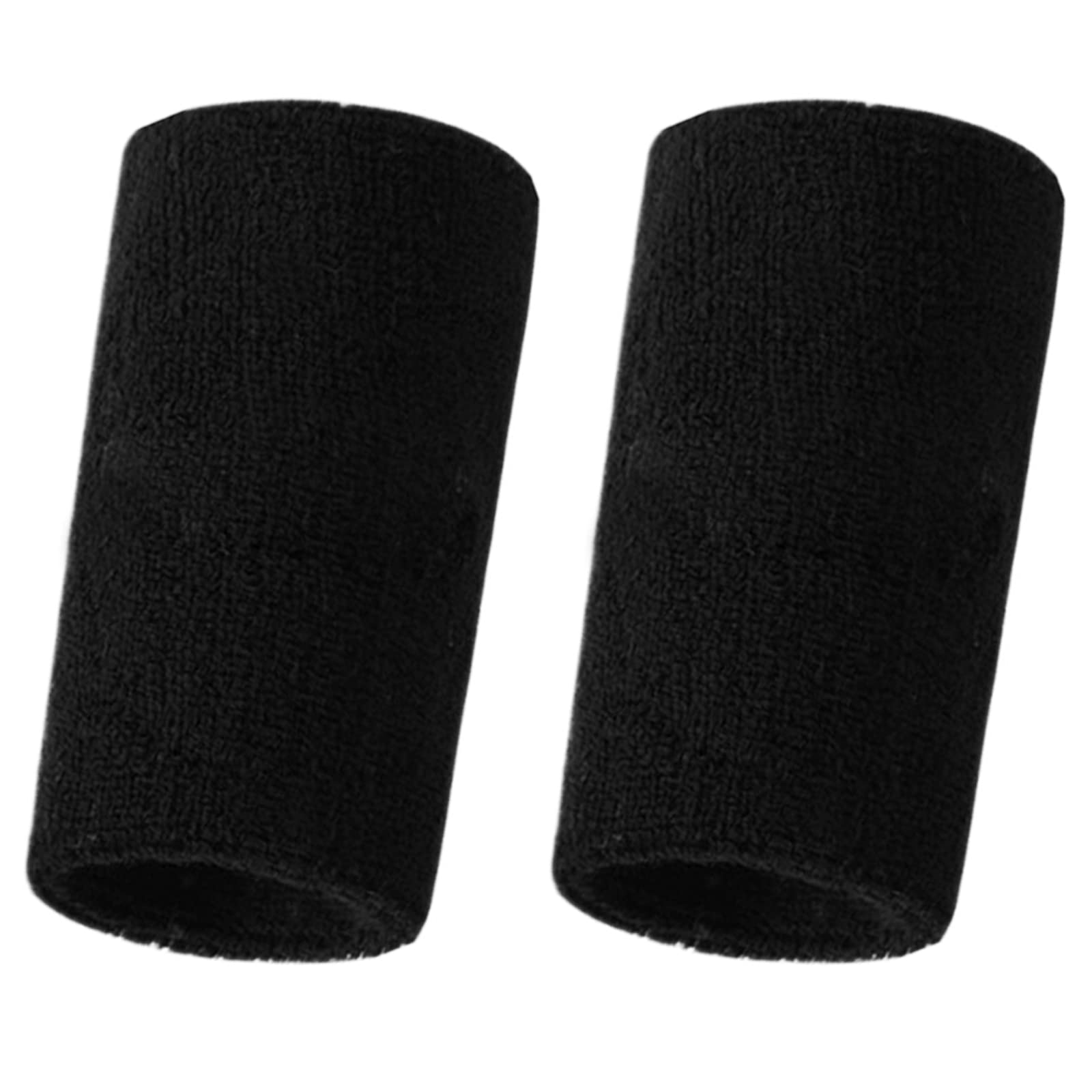 LEEQBCR 6 Inch Wrist Sweatbands Elastic Athletic Cotton Wrist Bands for Sports, 3 Pack (Black, Unisex, Female Athletes, Multi-Sport)