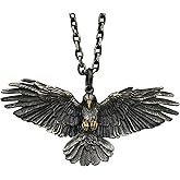 HETICA Eagle Necklace for Women Men, Retro Black Eagle Animal Pendant Necklace Fashion Jewelry Gifts for Men Women