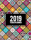 2019 Yearly Planner: Colorful Boho Mandala, 8.5
