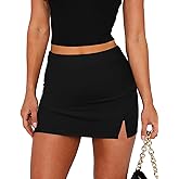 DooMoni Womens Mini Skirt Short Skorts Mid Waist Side Split Bodycon Pencil y2k Sexy Skirts Shorts