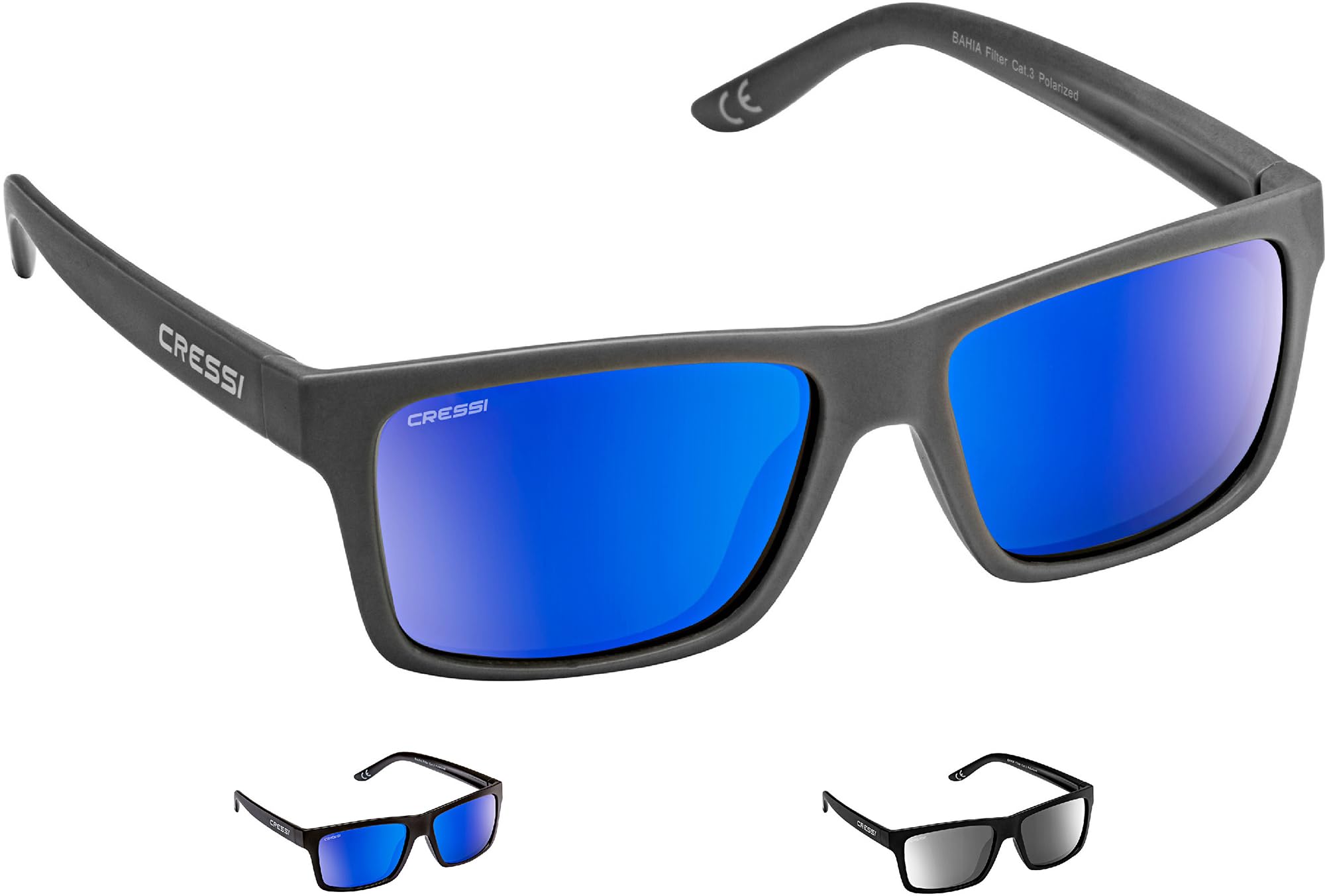 CRESSI Bahia Floating Sunglasses - Men's Floating Polarized Sunglasses, Charcoal-Mirrored Lens Blue, One Size