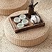 MAHAO Japanese Style Handcrafted Eco-Friendly Padded Knitted Straw Flat Seat Cushion,Hand Woven Tatami Floor Cushion Corn Maize Husk (Dia50cm/19.7