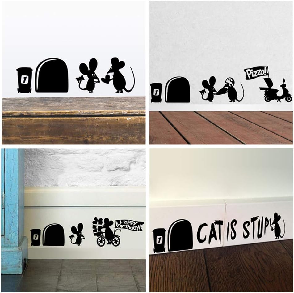 ufengke Mouse Holes Skirting Board Wall Stickers Removable Vinyl Wall