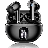 Wireless Earbuds, Bluetooth 5.4 Headphones with 50H Playback, Deep Bass Stereo Ear Buds Clear Calls with LED Power Display, IPX7 Waterproof, in-Ear Earphones with Mic for Phone/Android/iPad, Black