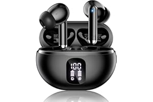 XIAOWTEK Wireless Earbuds, Bluetooth 5.4 Headphones with 50H Playback, Deep Bass Stereo Ear Buds Clear Calls with LED Power Display, IPX7 Waterproof, in-Ear Earphones with Mic for Phone/Android/iPad, Black