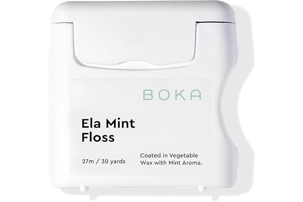 Boka Ela Mint Expandable Woven Dental Floss, Made from Plant-Based Vegetable Wax, Teflon-Free, 30 Yards of Waxed Floss (Pack