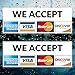 Novosta Credit Card Vinyl Sticker Decal (Landscape) - 2 Pack - We Accept - Visa, MasterCard, Amex and Discover - 8