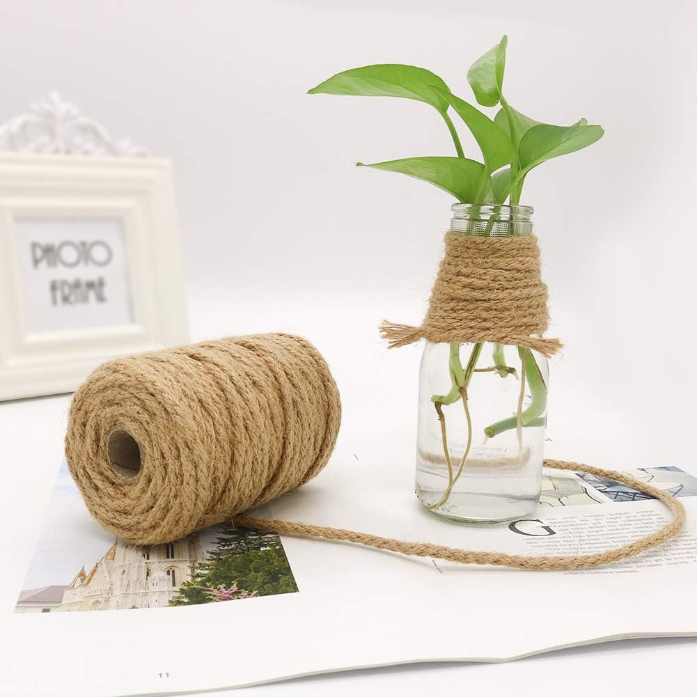 Tenn Well 5mm Jute Twine, 100 Feet Braided Natural Jute Rope for Artworks and Crafts, Macrame Projects, Gardening Applications : Office Products