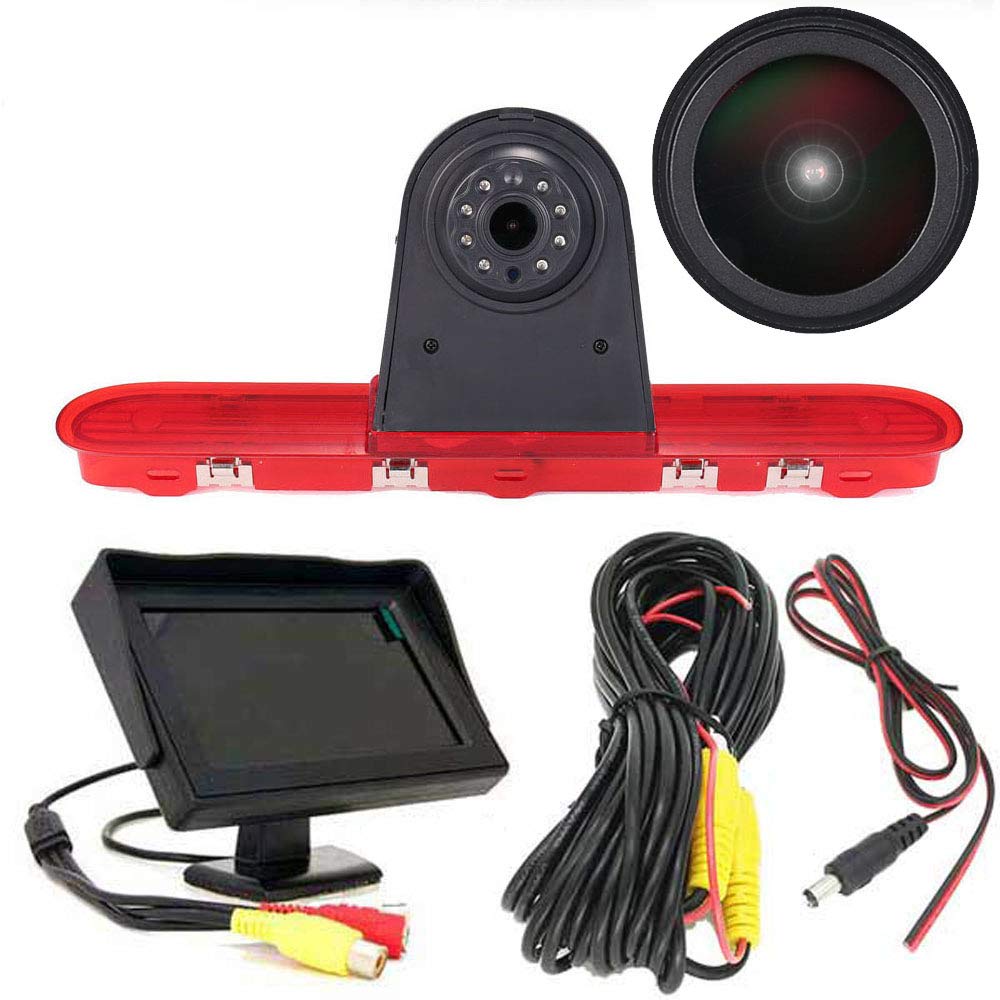HD IP68 1280Pixels Car Brake Light Roof Rear View Reversing Backup Camera Parking Aids with Angle Adjustable Compatible with Toyota Proace/Citroen Dispatch/Space Tourer/Jumpy/Peugeot Traveller/Expert