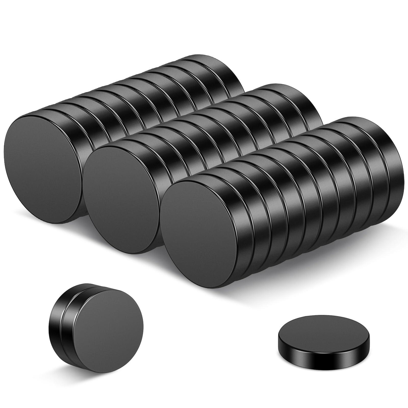 Wukong 15x3mm Black Magnets - 30Pcs Mini Strong Magnets for Fridge, Crafts, Notice Board, DIY Projects