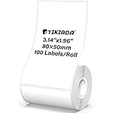 YIKIADA White Thermal Labels 1.96 × 3.14 Inch Vinyl Waterproof Stickers Self-Adhesive Address Decals Compatible with M110/M220 100 PCS