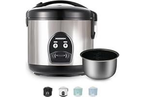 MOOSUM 5-Cup Uncooked Rice Cooker & Food Steamer - Ceramic Non-Toxic Inner Pot, One-Touch Multifunction for Rice/Sauté/Yogurt