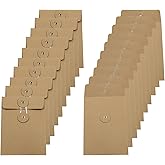 Piutouyar 20 Pcs String Tie Closure Kraft Paper Envelope, 14x10cm/5.51x3.94inch Vintage Brown Envelopes Square Small Envelopes for Photo Card Document Coin Stamp Organizer Office