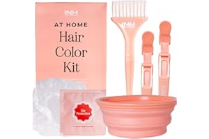 INH Hair Dye Kit | Hair Dye Brush and Bowl Set with Hair Color Gloves, 2 Alligator Clips & Cap for Dyeing, Tinting, Bleaching, Highlighting, Permanent & Semi Permanent Hair Color, Masks, & Treatments