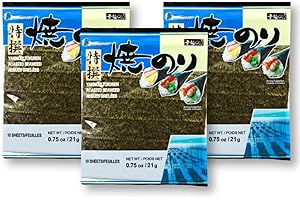LA VOIE FOODS La Voie Japanese Sushi Nori, 10 Full Sheet (10 sheets/Pack of 3) Twice Roasted Seaweeds Sheet, Onigiri, Crispy Korean Gimbap, Gold Grade Quality Pack of 3