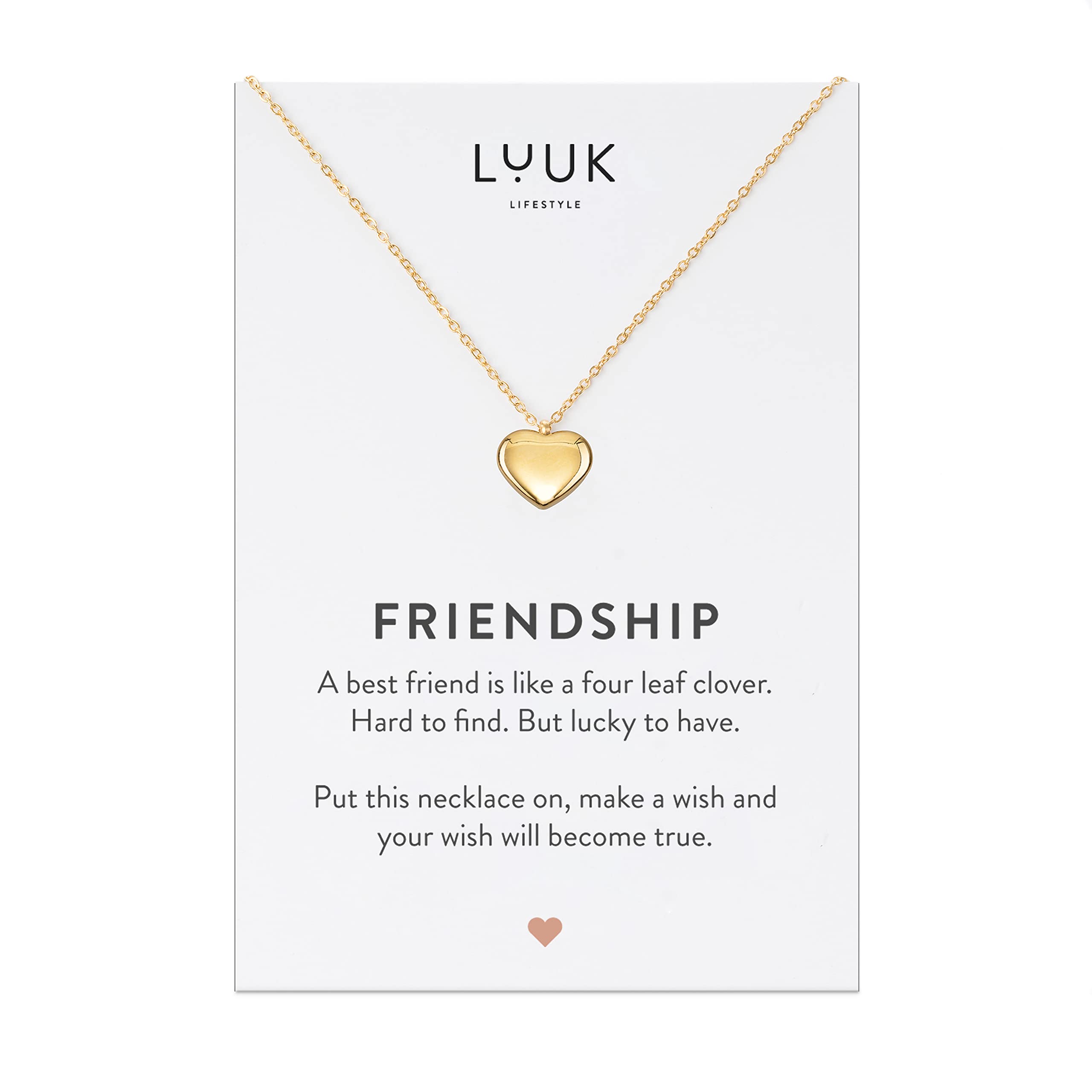 LUUK LIFESTYLE Stainless Steel Pendant Necklace for Women Waterproof Adjustable 50cm Chain Modern Necklace Gift for Her Gold Heart — image 1