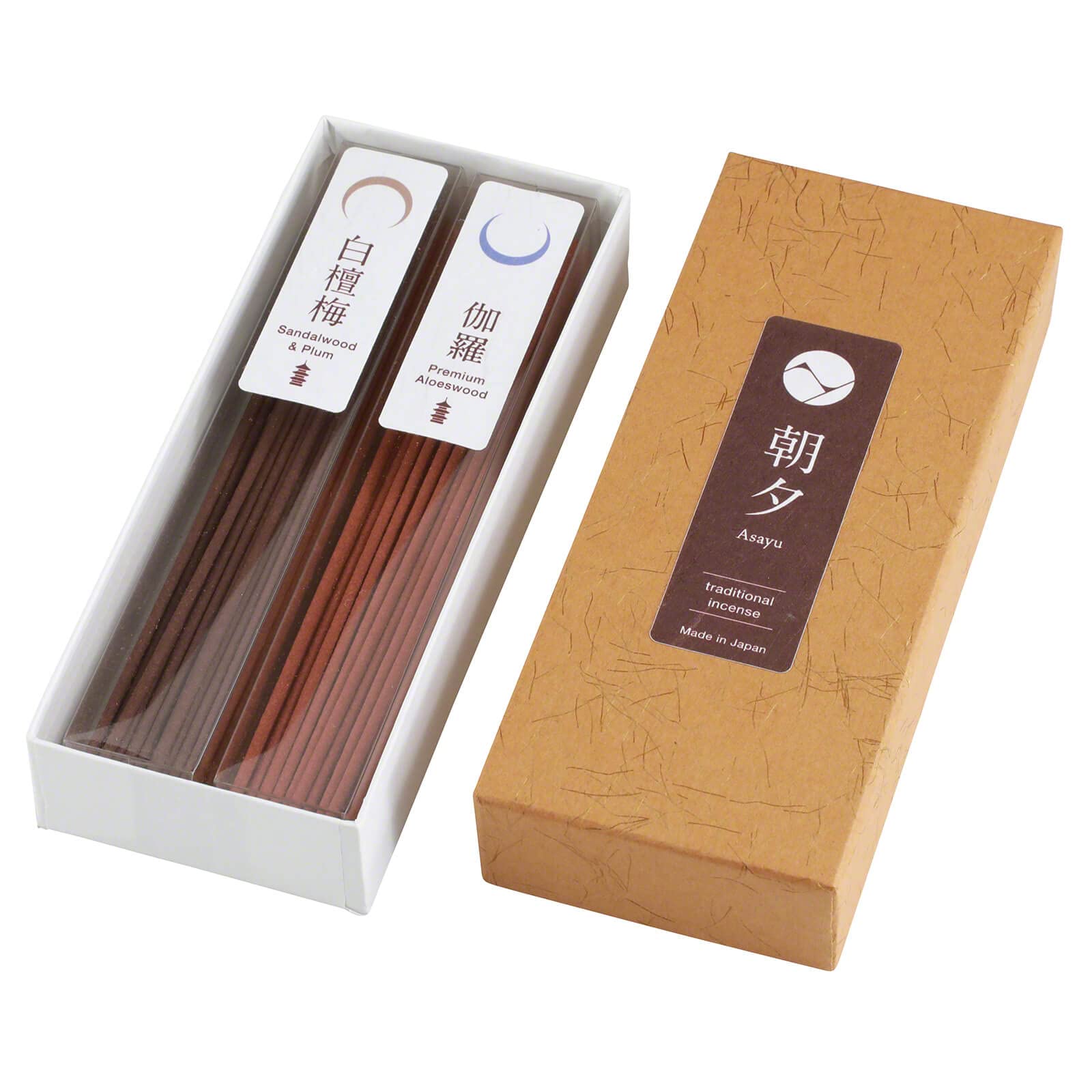 Asayu Japan Traditional Incense Sticks Buddhist Temple Scent Set - ca. 40 sticks, 20g (2x) - Made in Japan Quality 2-in-1 Incense Kit Temple Set