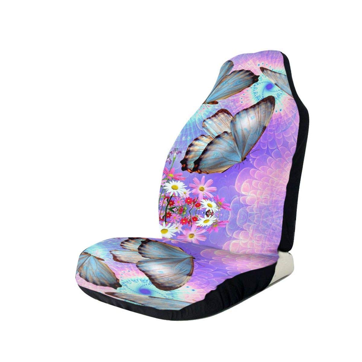 Flowers Colorful Butterfly Printed Car Seat Covers Front Seats Fit Most Car, Truck