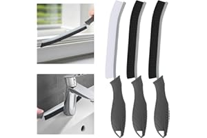 TQRR 3Pcs Hard Bristle Crevice Cleaning Brush, Scrub Brush, Kitchen Sink Cleaning Brush, Grout Brush, Corner Brush Cleaning Tools for Toilet, Bathroom, Gap, Home, Household, Window (3, Grey)