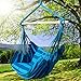 PRIME GARDEN Comfort Hanging Hammock Chair, Rope Swing Chair with 2 Cushions for Indoor or Outdoor -- Max. 275 Lbs/Seaside Blue Stripe