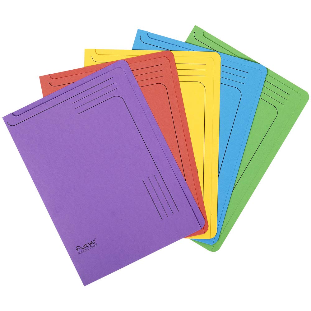 Exacompta - Ref 48100E - Forever Collection - Slip File - 220 x 310mm in Size, Suitable for A4 Documents, 290gsm Recycled Board - Assorted Colours (Pack of 25)