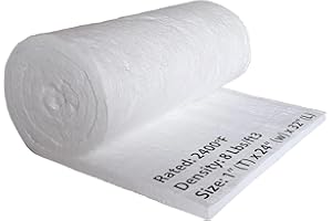 SIMOND STORE Ceramic Fiber Insulation Blanket, 1" x 24" x 32", 8# 2400F, Fireproof Insulation Blanket for Forge, Furnaces, Kilns, Chimney, Stoves, Fireplace, Pizza Oven Insulation, Dishwasher Insulation Blanket