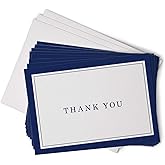 Hill Valley Greetings Navy Blue Formal Thank You Cards with Border - 48 Classic Note Cards with Envelopes - Perfect for Business Professionals & Special Events