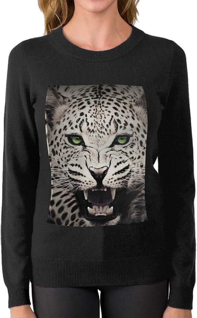 Women's White Tiger Cool Knit Sweater Best Cheap\r\n Custom Round Neck
