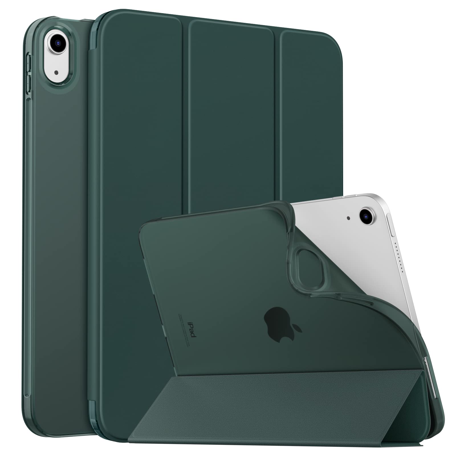 MoKo Case for New iPad (A16) 11th Generation 2025/ 10th Generation 2022, iPad 11 inch/ 10.9 inch Case with Soft TPU Translucent Frosted Back Cover, Auto Wake/Sleep, Support Touch ID, Midnight Green