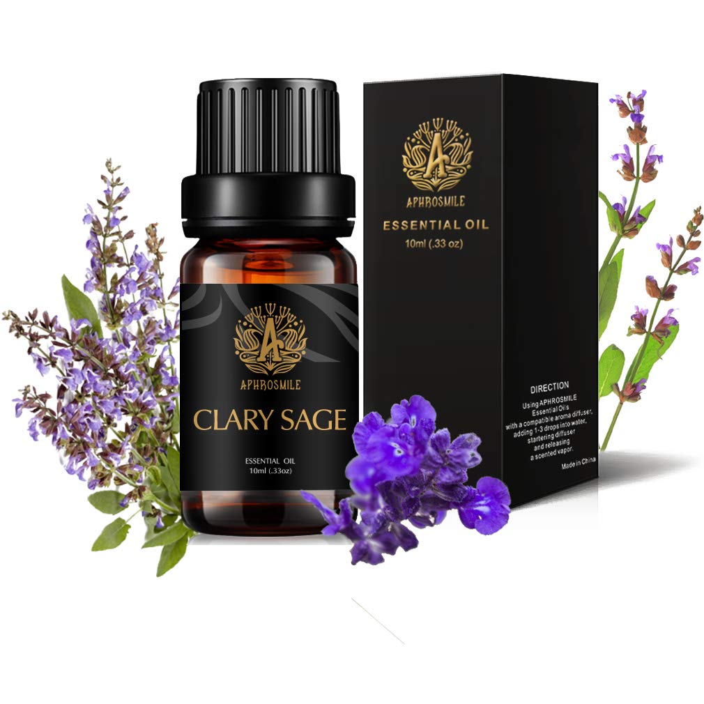 Aphrosmile 100% Pure Clary Sage Essential Oil for Diffuser, Aromatherapy, Humidifier, Massage, 0.33oz-10ml Therapeutic Grade