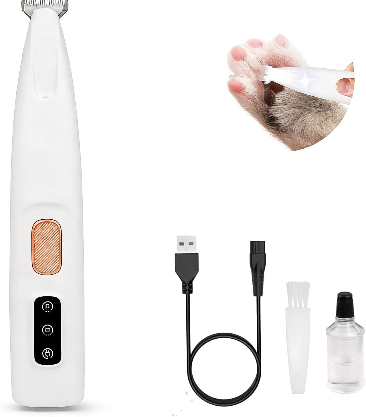 Dog Paw Trimmer for Grooming, Dog Clippers with LED Light, Waterproof Rechargeable Paw Trimmer for Dogs, Cordless Pet Shaver Low Noise Dogs Shaver for Cats Pets