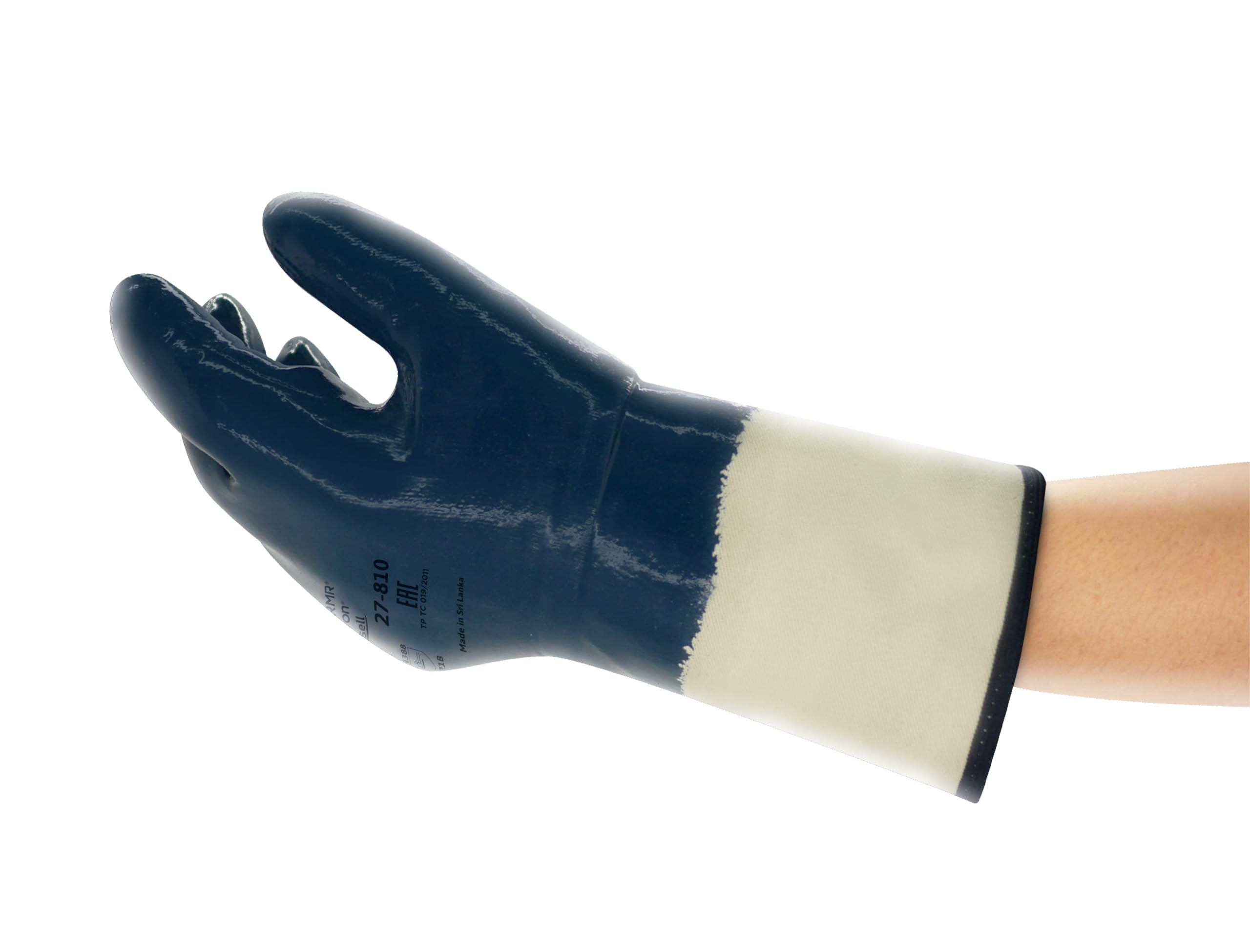 Ansell ActivArmr 27-810 Heavy Duty Work Gloves, Abrasion and Cut Resistant Nitrile Coating, Waterproof and Oil Repellent, Extra-Tough Safety Gloves for Professionals, Blue, Size XL (12 Pairs)