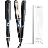 ANLAN Infrared Hair Straightener, 1.4" Ceramic Flat Iron with 20s Fast Heating, Negative Ions, 210–460°F Adjustable, Dual Voltage & Auto Shut-Off for Smooth, Shiny Styles