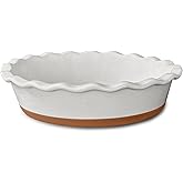 Mora Ceramic Deep Fluted Pie Dish for Baking - 9 inch Porcelain Pie Plate for Apple, Quiche, Pot Pies, Tart, etc. - Modern Fa