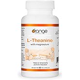 Orange Naturals - L-Theanine with Magnesium Bisglycinate 250mg, 60 Capsules 60-Day Supply - Enhanced Sleep and Relaxation Sup