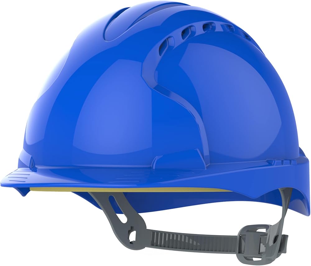 JSP EVO2 Safety Helmet Hard Hat Blue Ventilated Slip Ratchet Adjustment EN397