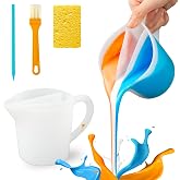 Split Cups with Handle for Paint Pouring Non-Stick Reusable 17oz 500ml 3 Channels Large Silicone Split Cup Fluid Art Divider 
