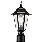 CLOUDY BAY Outdoor Post Light,Pole Lantern, Hardwired, Pier Mount Pole Mount, E26 Base 60W Max,Aluminum Housing Plus Glass,We