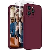 FireNova Designed for iPhone 13 Pro Max Case, Silicone [Camera Protection] Phone Case with [2 Screen Protectors], Soft Anti-Scratch Microfiber Lining Inside, 6.7 inch, Plum